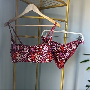 Cabana del Sol two pieces floral print reversible bikinis swimwear size XL NEW